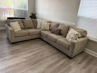 Large Ashley Furniture Beige 3 Piece Sectional Sofa