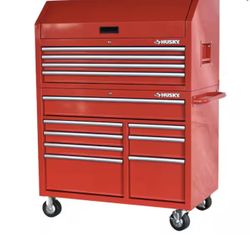 Husky 42 in. 12-Drawer 24.5 in. Deep Tool Chest/Rolling Cab Set Gloss Red