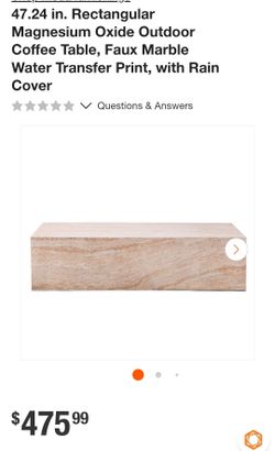 47-Inch Rectangular Outdoor Coffee Table Faux Marble