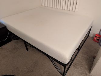 Bed frame + mattress + tv stand + book shelf + lamp