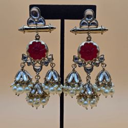 Marron Color Kundan Earrings 