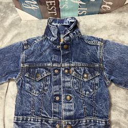 Vtg 90s Little Levis Denim Jean Jacket Orange Tab Acid Wash Kids Size 3  Flaws as seen in the last picture but not that obvious