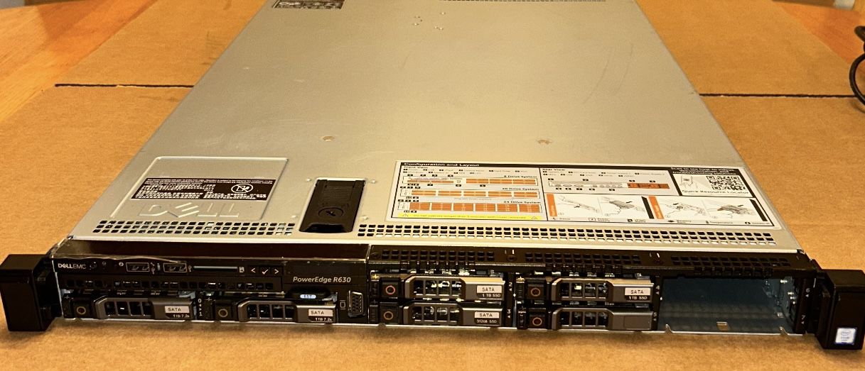 Dell R630 E5 2640 v4 32gb h330 raid board qty. 2 dell 1tb SATA drives Server qty 4 trays no screws