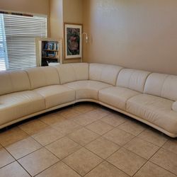 Large White European Leather Sectional Sofa From Germany 