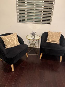 2 velvet chairs