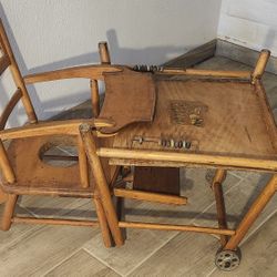 Antique Metamorphic Wooden High Chair/Table & Potty Chair