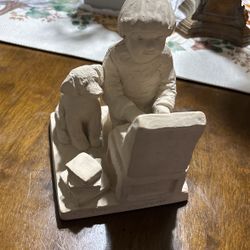 Vtg Austin Sculpture Boy & Dog On Computer Signed Dee Crowley Statue