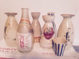 Antique sake bottles collection