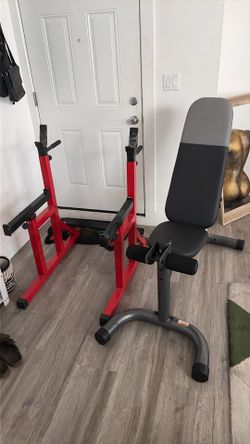 Squat rack and bench (adjustable)