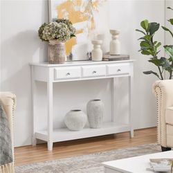 3-Drawer Console Table with Storage Shelf