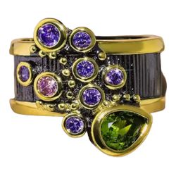 Multi Stone Women Unique Ring 