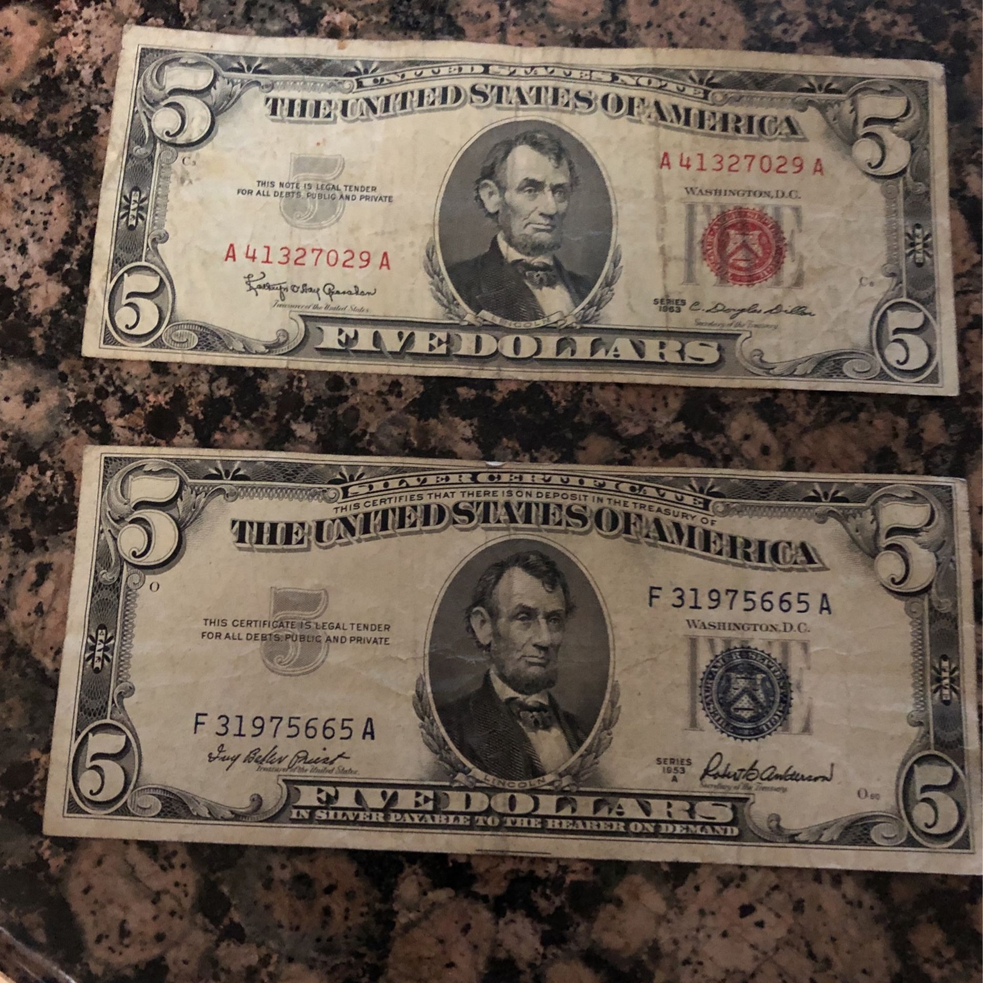Vintage 1(contact info removed) Blue And Red Seal Notes