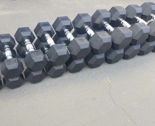 NEW Rubber Hex Dumbbells 5lb - 50lb Dumbbell Pairs Olympic Weights Home Gym Workout Equipment Fitness Weight Set