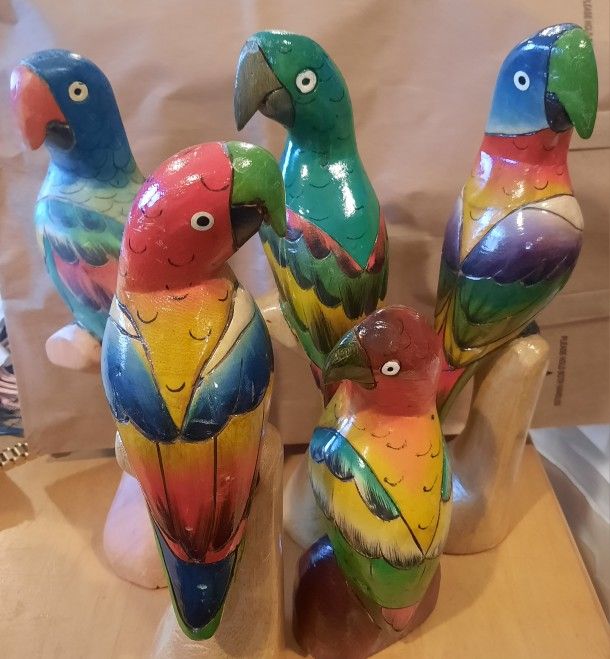 Vintage Handmade Parrot Figurines