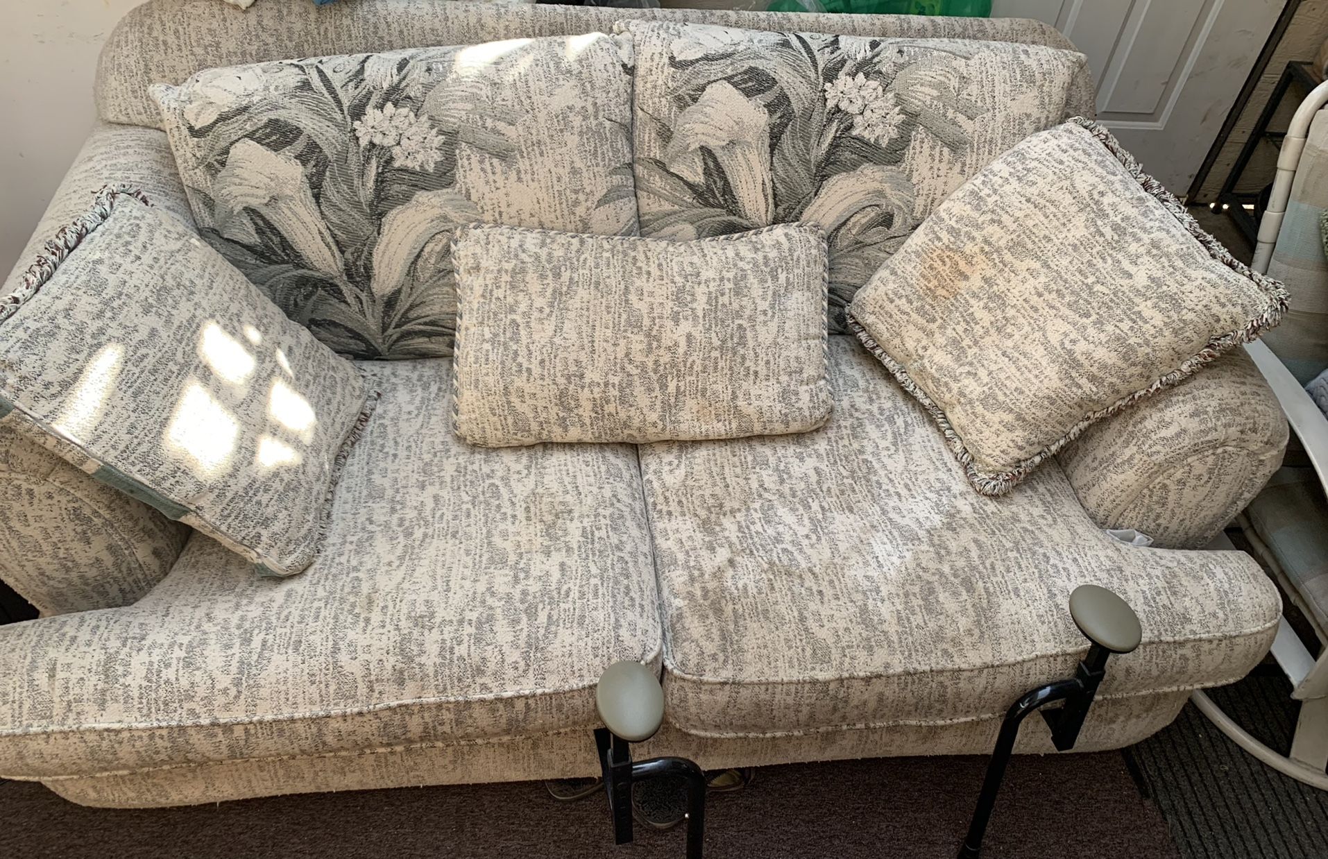 Loveseat: Cream/Sage/light Green /Gray