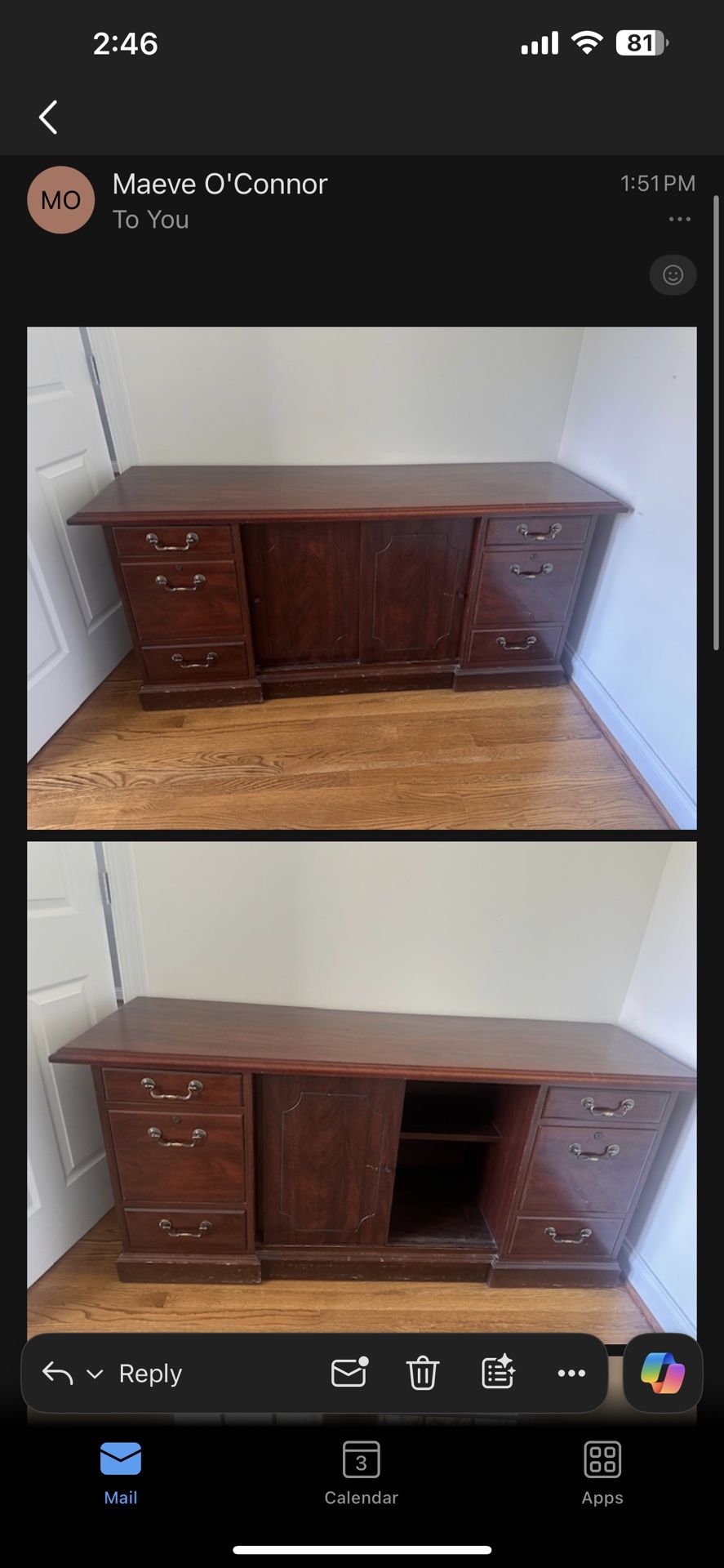 Solid Wood Desk/dresser