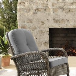 Outdoor handwoven resin wicker rocking chair with cushion rocking chair rattan chair gray metal wicker fabric 1 piece