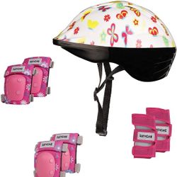 Sports Protective Gear Skating Knee Elbow Support Pads Set Outdoors Safety Protection for Scooter, Skateboard, Bicycle, Rollerblades (Pink)