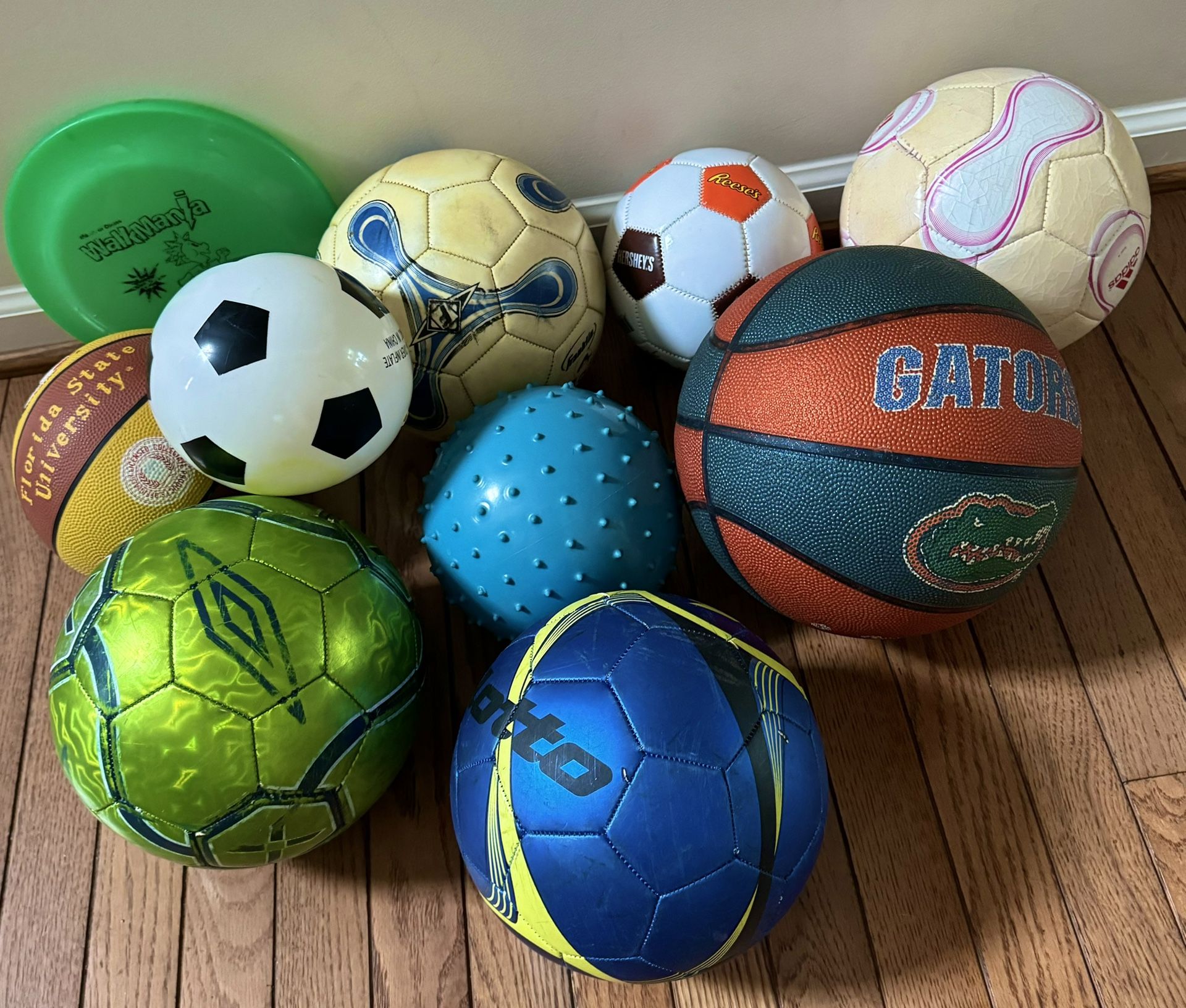 Lot Of 9 Balls. Baseball-Soccer-Volleyball. Good Pre Owned Condition.