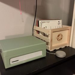 Crowley Record Player And Record Box