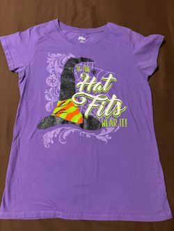 Purple Halloween Witch Hat Graphic T-Shirt