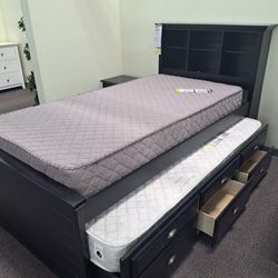 Twin/Twin Bedset W/3 Storage Drawers & Shelf(Mattress Included:$710)