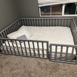 Kids Queen Bed Frame With Mattress & Mattress Topper 