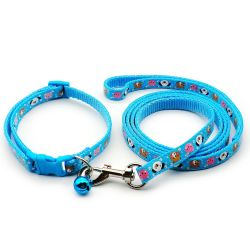 Cute Sky Blue Pet Leas And Collar