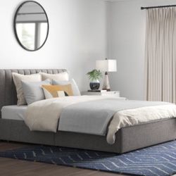 Queen Bed Frame-Upholstered Platform Storage Bed