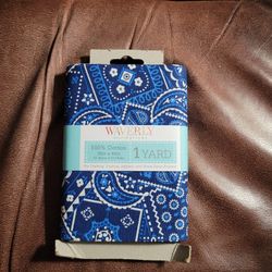 Waverly Inspirations 1 Yard Cut 100% Cotton Prints Fabric Bandana Ink Lapis 44" Wide for Quilting & Sewing