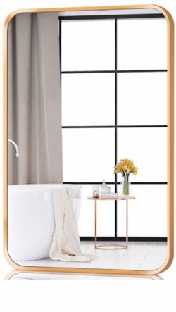 Muzuli 20x30 inch Gold Framed Rectangle Mirror Bathroom Mirror for Wall Decor Hangs Horizontally