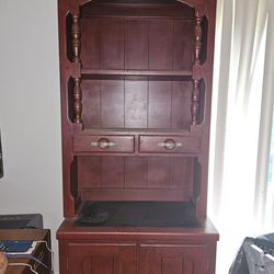 Antique Red Young Hinkle Hutch