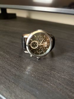 Bulova Chronograph Watch Black Leather Strap