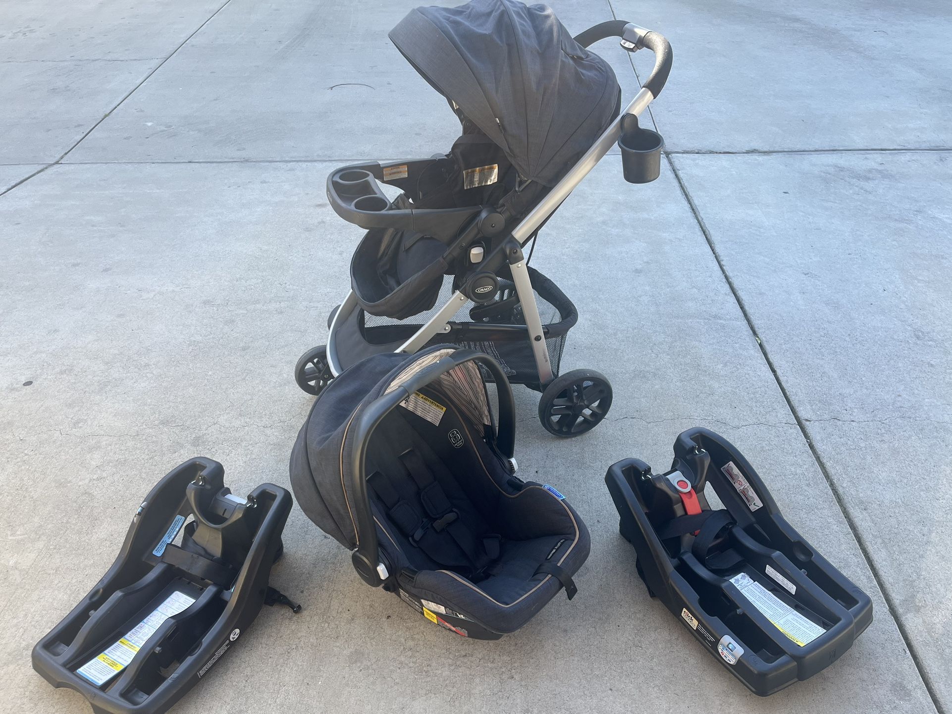 Graco Stroller, Infant Car Seat, And Two Bases