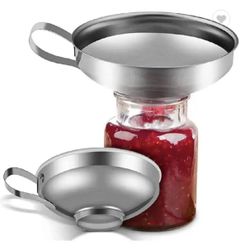 2 Pcs Versatile Canning Funnel-Stainless Steel Mason Jar Funnel for Wide Jars