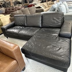SECTIONAL SOFA LEATHER BLACK 