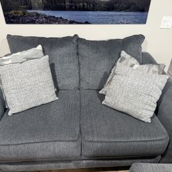 Modern Gray Sofa & Loveseat Set w/ Pull-Out Bed – Clean & Comfortable