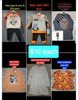 Halloween Costumes and decorations for $10/$15.. See each picture for SIZES and PRICES