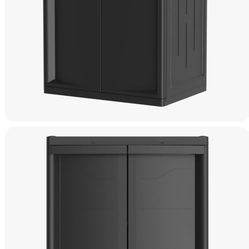 Hyper Tough 2 Shelf Plastic Garage Storage Cabinet 18.5D x 25.47W x 35.43"H