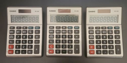 Set of 3 Casio MS-80B Desktop Calculators - Like New
