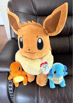 Pokémon Plush Set – Eevee, Charmander, Squirtle
