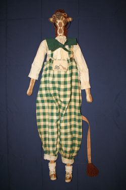 Vintage Karen Drayne Dirty Bunnie: 1992 LARGE Giraffe Boy 44" Hand Made Doll