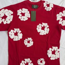 denim tears t shirt  Red Perfect For Summer 