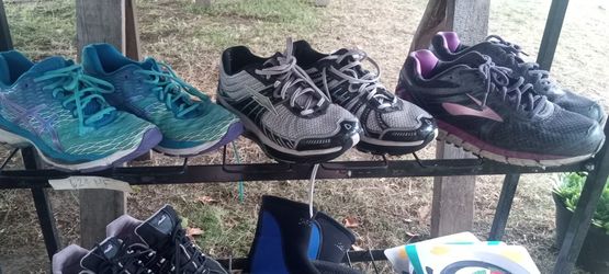 3 Pairs Women's Running/ Walking Shoes 1 Pair Mens + Water Shoes 