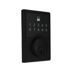 Defiant Square Matte Black Compact Touch Electronic Single Cylinder Deadbolt