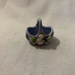 Elfinware Porcelain Flower Blue Basket with flowers