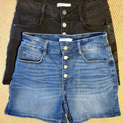 Nine West Button Fly Denim Shorts - Size 4 (Blue & Black Pair)