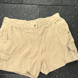 Falls creek Golf Womens Mom Shorts Cargo Tan denim material Size 16