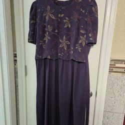 Very Pretty Eggplant Color Long Woman's Dress Size 12