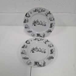 Disney Winnie the Pooh Sketchbook Salad Plate by Zrike Lot of 2